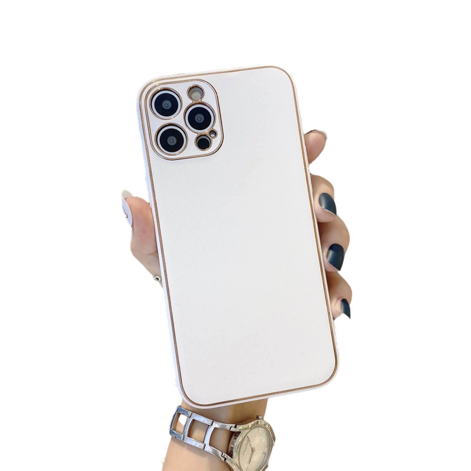 Solid Color Electroplated Luxury Leather Phone Case for iPhone 13 12 11 Pro Max (3 pieces)
