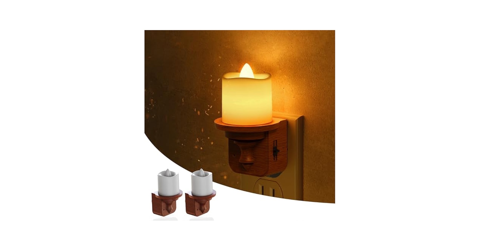 L LOHAS LED Night Light, 2 Pack Amber Flameless Candle Night Light Plug in, Dusk to Dawn Sensor, 0-100LM LED Dimmable Nightlight, Vintage Decorative Night Lights for Hallway Bathroom (4 pieces 2 packs)