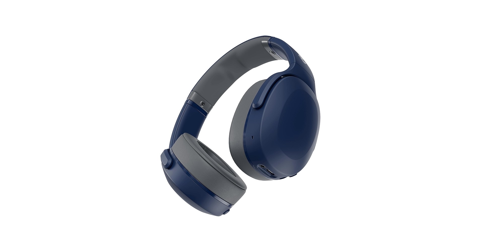 Skullcandy Crusher Evo Wireless Bluetooth Headphones with Multi-Sensory Bass, Noise Isolating Over-Ear Fit, Up to 40 Hours Battery, Microphone for iPhone Android - Blue/Grey( pickup in the cage)