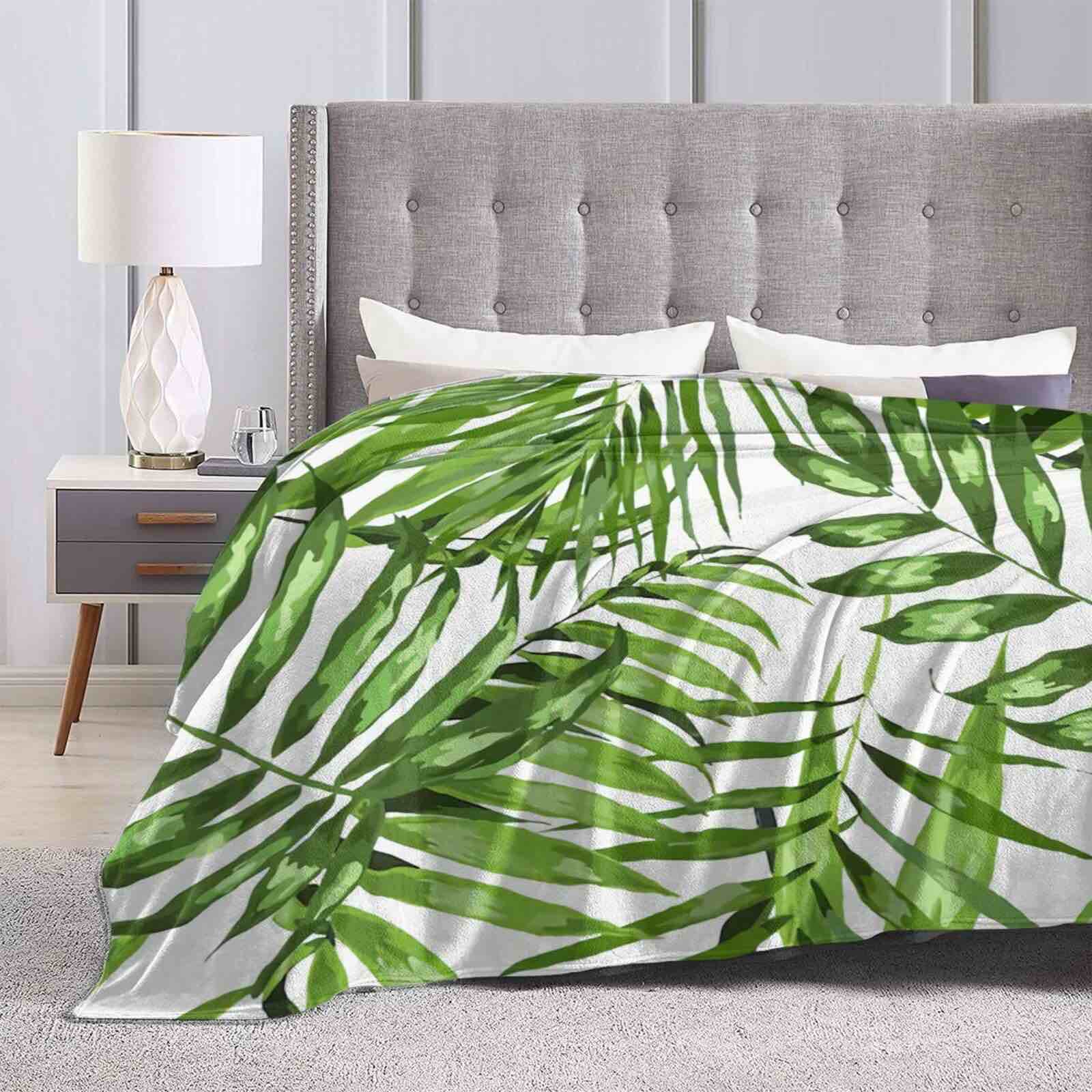 Tropical Leaves Palms Ultra Soft Warm Micro Wool Blanket 3D Fashion Print All Season Warm Blanket for Bedding Sofa and Office