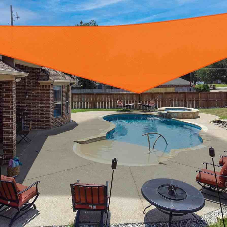 Windscreen4less 8' x 8' x 11.3' Sun Shade Sail Right Triangle Outdoor Canopy Cover UV Block for Backyard Porch Pergola Deck Garden Patio (Orange)