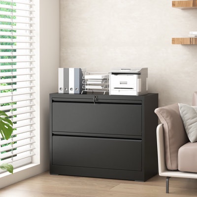 2 drawer metal lateral file cabinet with lock