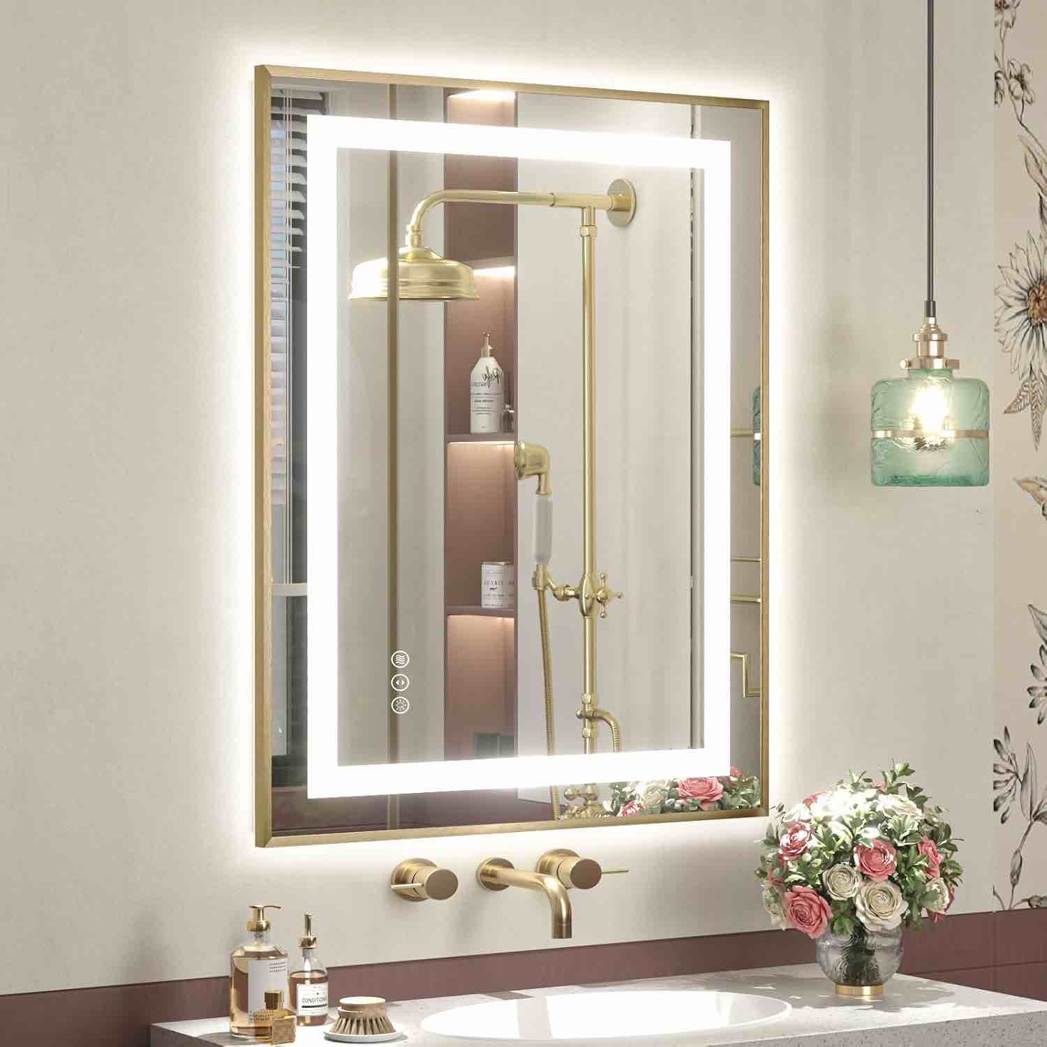 super bright bathroom vanity mirror led lighted mirror with frontlit gold