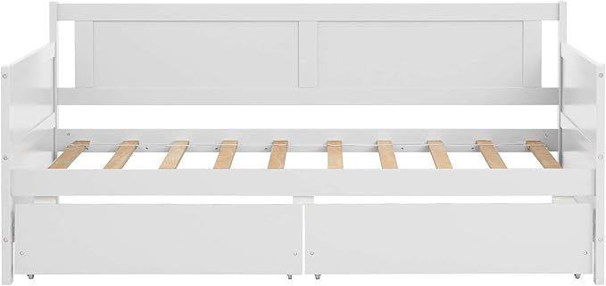 Twin- Size Pine Wood Daybed With Two Storage Drawers