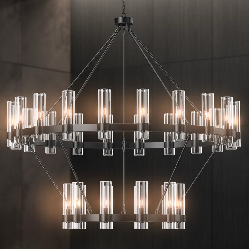 Moeshia 30 light dual layer led wagon wheel chandelier