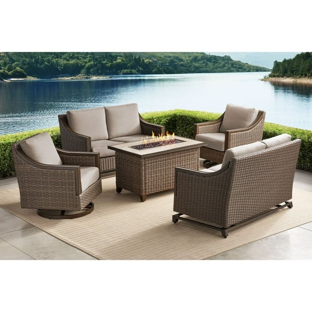 Member’s Mark St. Croix Deep Seating Fire Set with Sunbrella Fabric, 5pc- Incomplete 