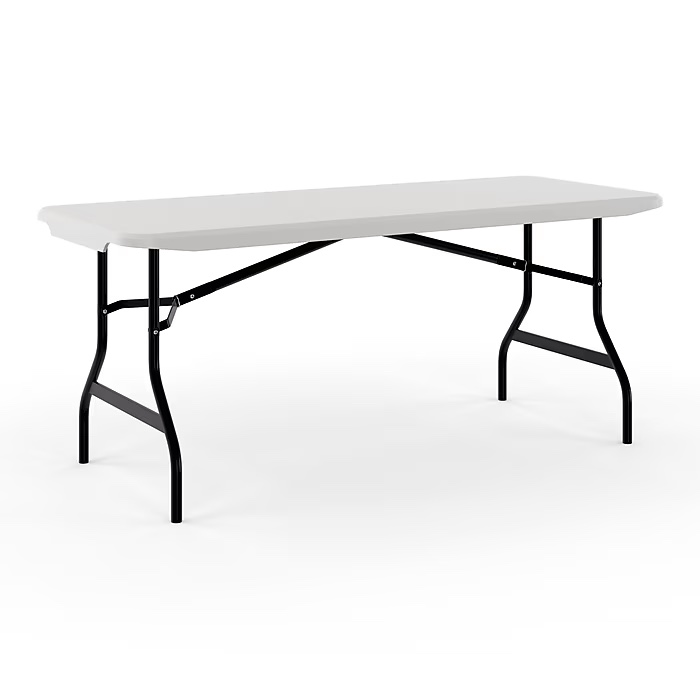 Staples 6' x 29.5" Heavy Duty Plastic Folding Table, White Granite (62109)