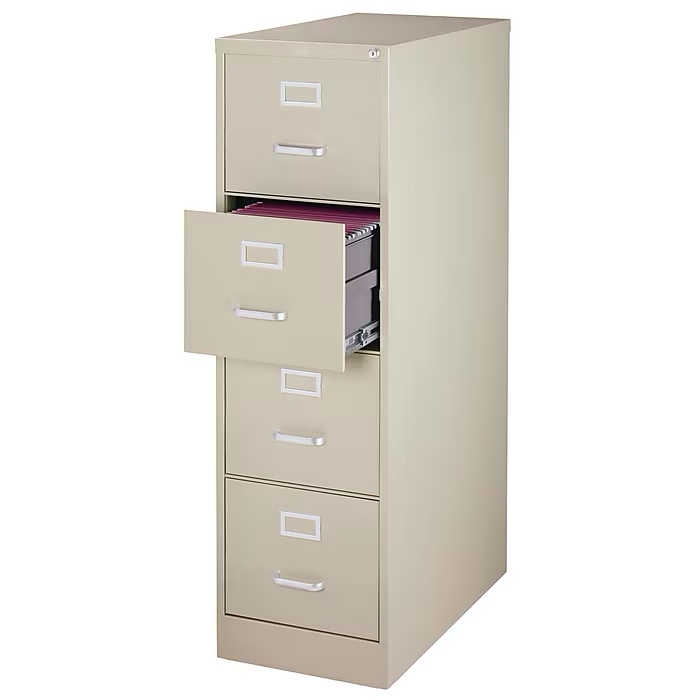 staples commercial 4-drawer vertical file cabinet locking letter putty/beige 25 d
