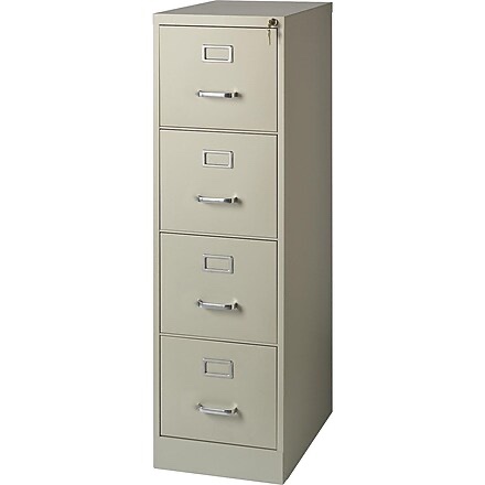 Staples Commercial 4-Drawer Vertical File Cabinet, Letter Size, Lockable, 51.97"H x 15"W x 22"D, Putty (22336D)