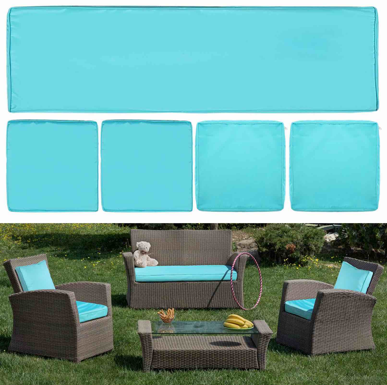 SEE DESCRIPTION 5 Pcs Outdoor Cushion Covers Patio Pillow Replacement Covers for Seat and Back Outdoor Cushion Slipcovers for Sectional Rattan Sofa Patio Furniture Couch, Cream