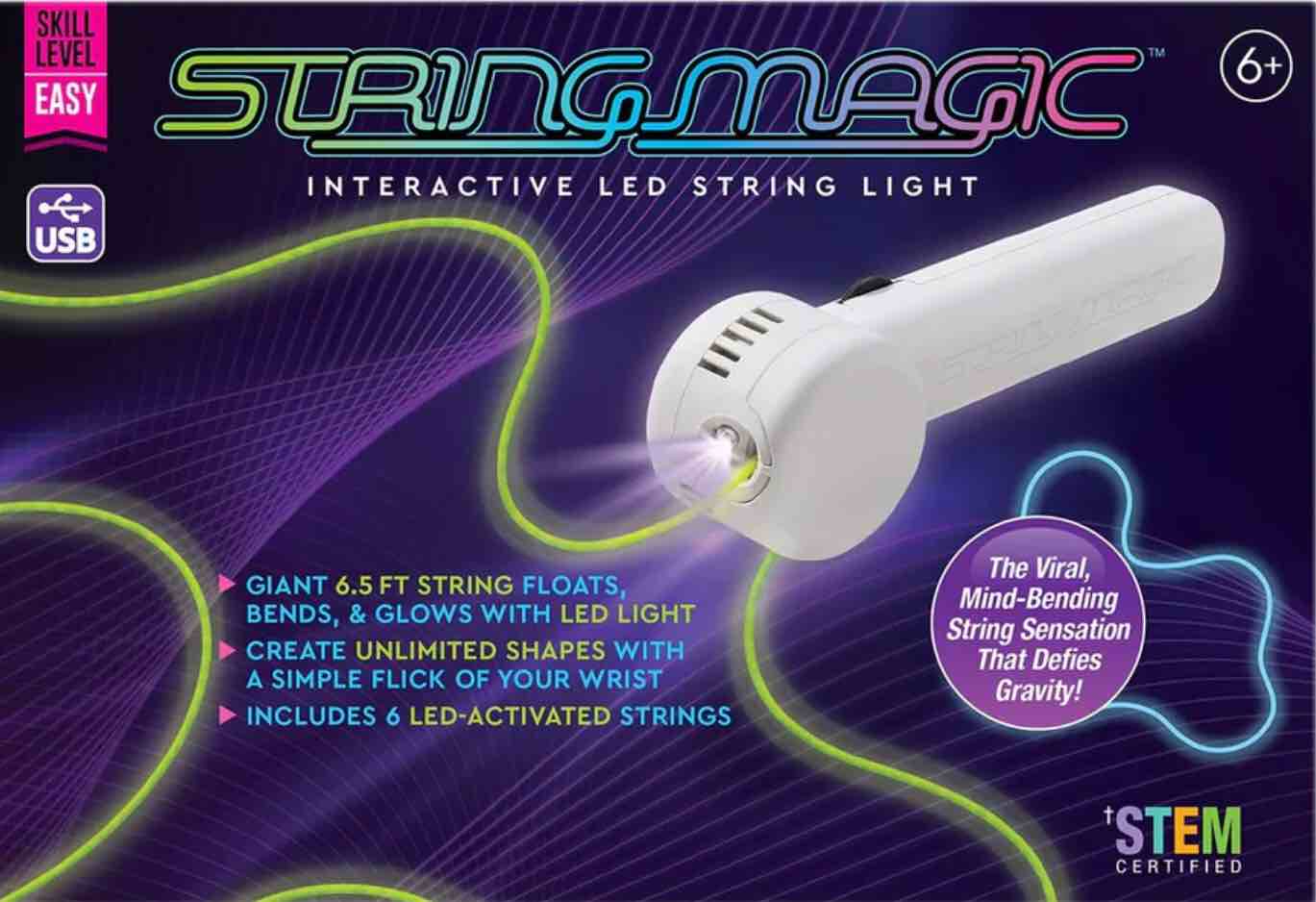 string magic interactive led string light toy, white - convenient usb charging