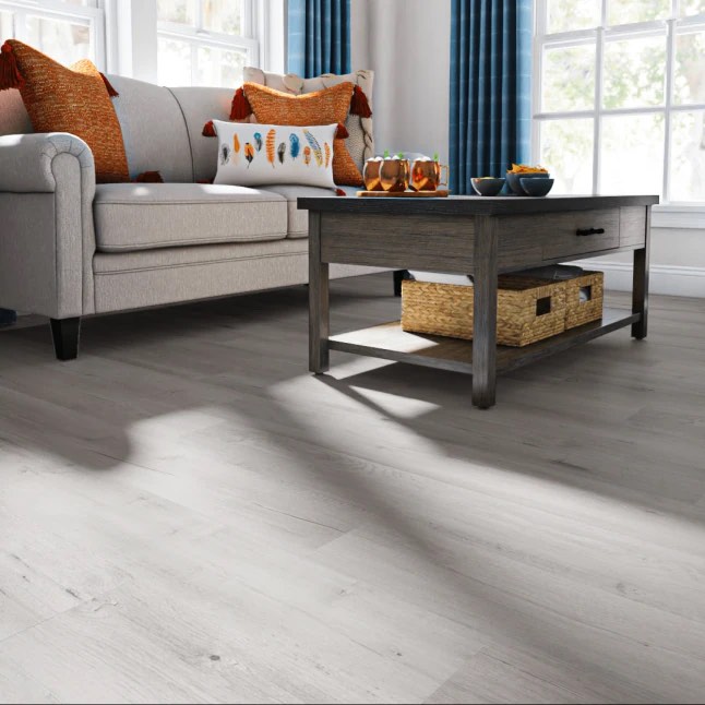 style selections charleston oak 12-mil x 7-in w x 48-in l waterproof luxury vinyl plank flooring// 7-in w x 47.75-in l x 5mm thick planks cover 23.21 sq ft per carton; 12-mil wear layer; 10 planks per carton