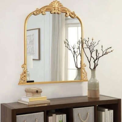 azalea park filigree wall mirror, gold, designer look, hardware included wm-1001-gld