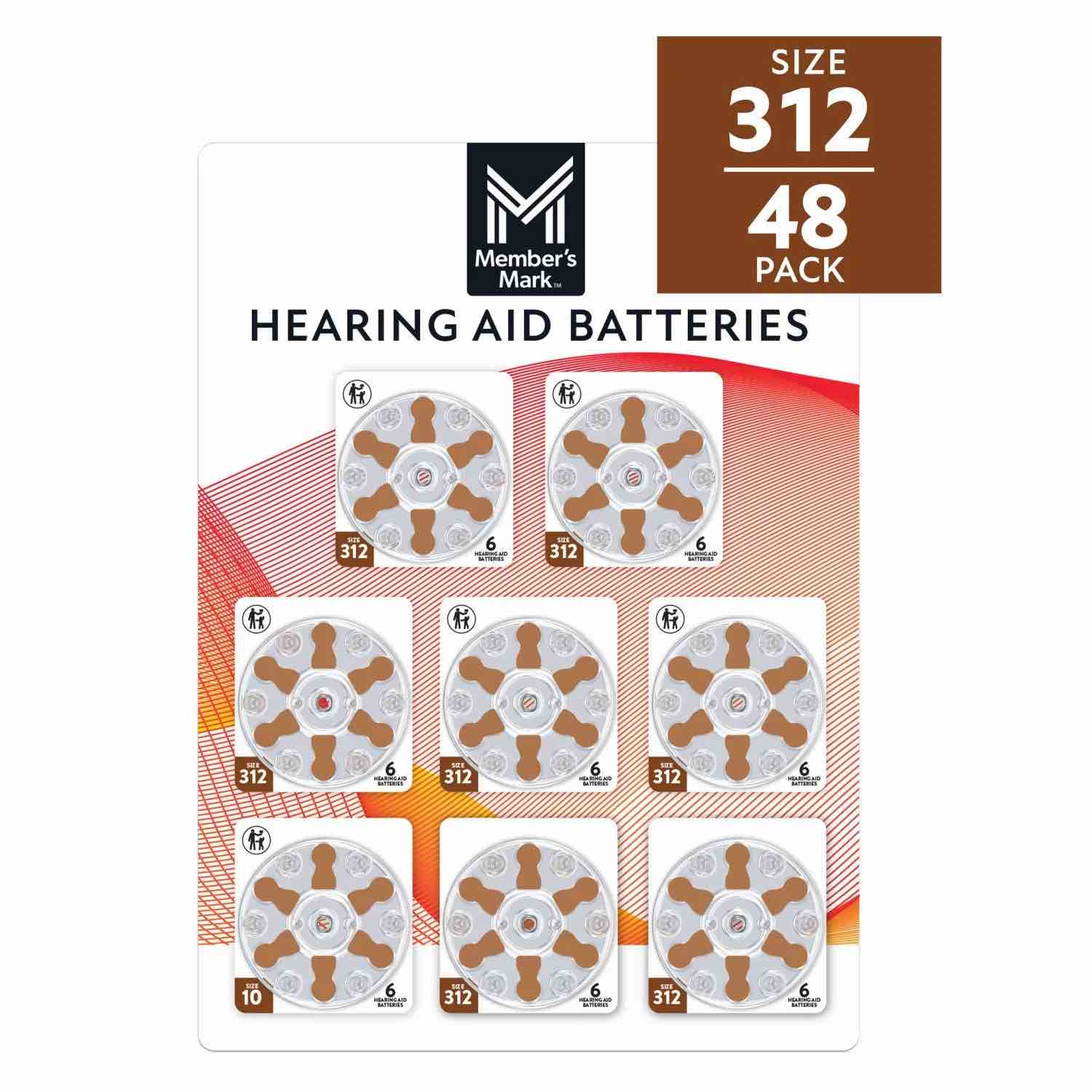 member’s mark 48 pack hearing aid batteries size 312 mercury free 