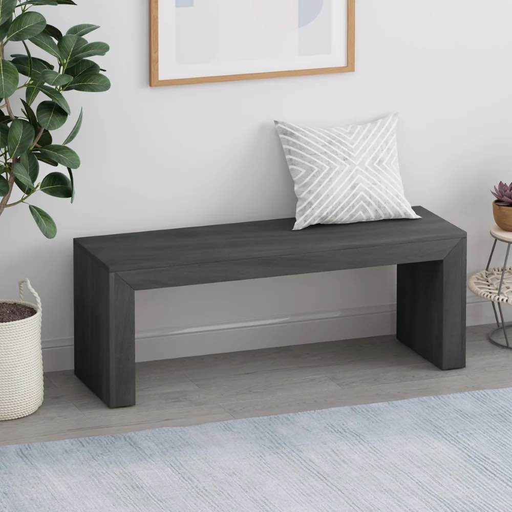 66363.00BLK Farmhouse Acacia Wood Dining Bench - Sleek & Durable - 48" | Palston - Black - 48 x 15 x 18