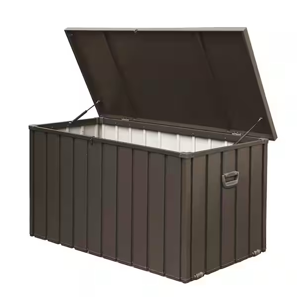 200 Gal. Dark Brown Metal Deck Box by domi outdoor living LNCF0555-BR