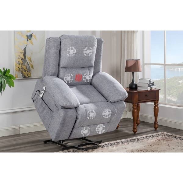 SEE DESCRIPTION Simplie Fun, LIGHT GREY Massage Heat Power Lift Recliner Chair with Side Pockets