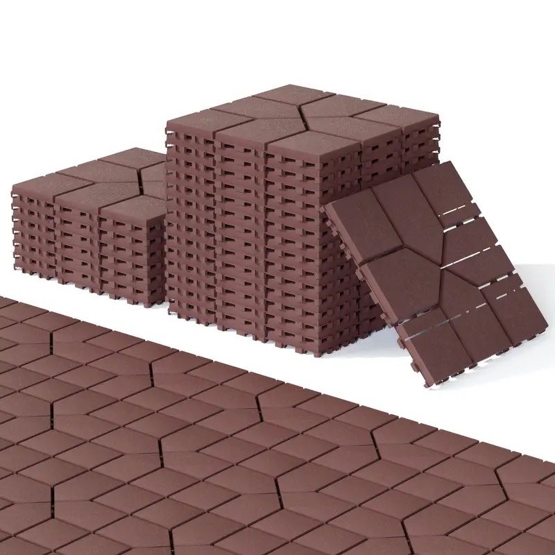 44 pack 12x12 square waterproof outdoor deck tiles - interlocking, all-weather, slip-resistant, easy-assembly patio decking for poolside, balcony, backyard