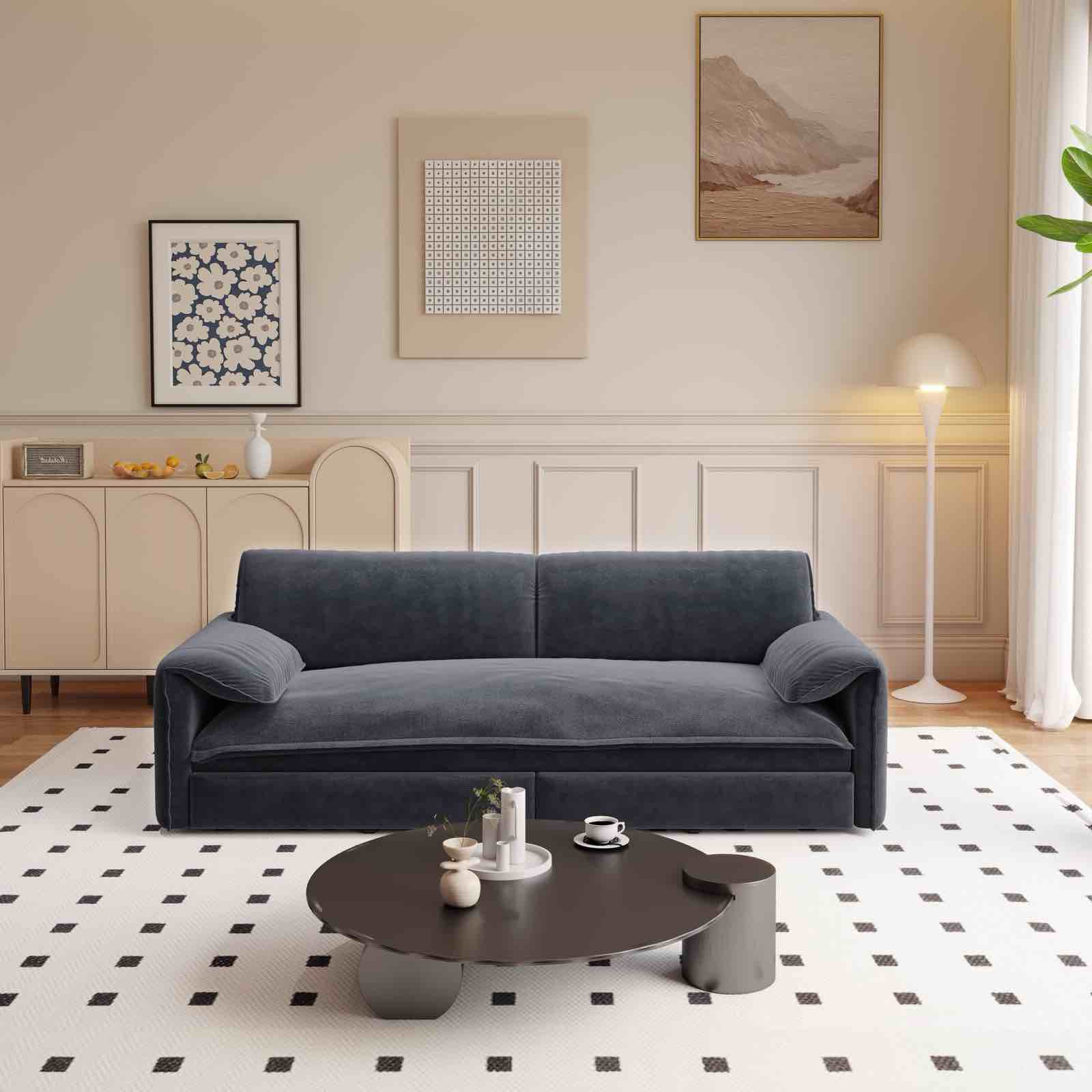 see description 66' queen pull out sofa bed, 3-in-1 convertible sleeper sofa with side storage,multi-functional velvet loveseat bed for living room,bedroom,apartment,office, grey w1885p282709