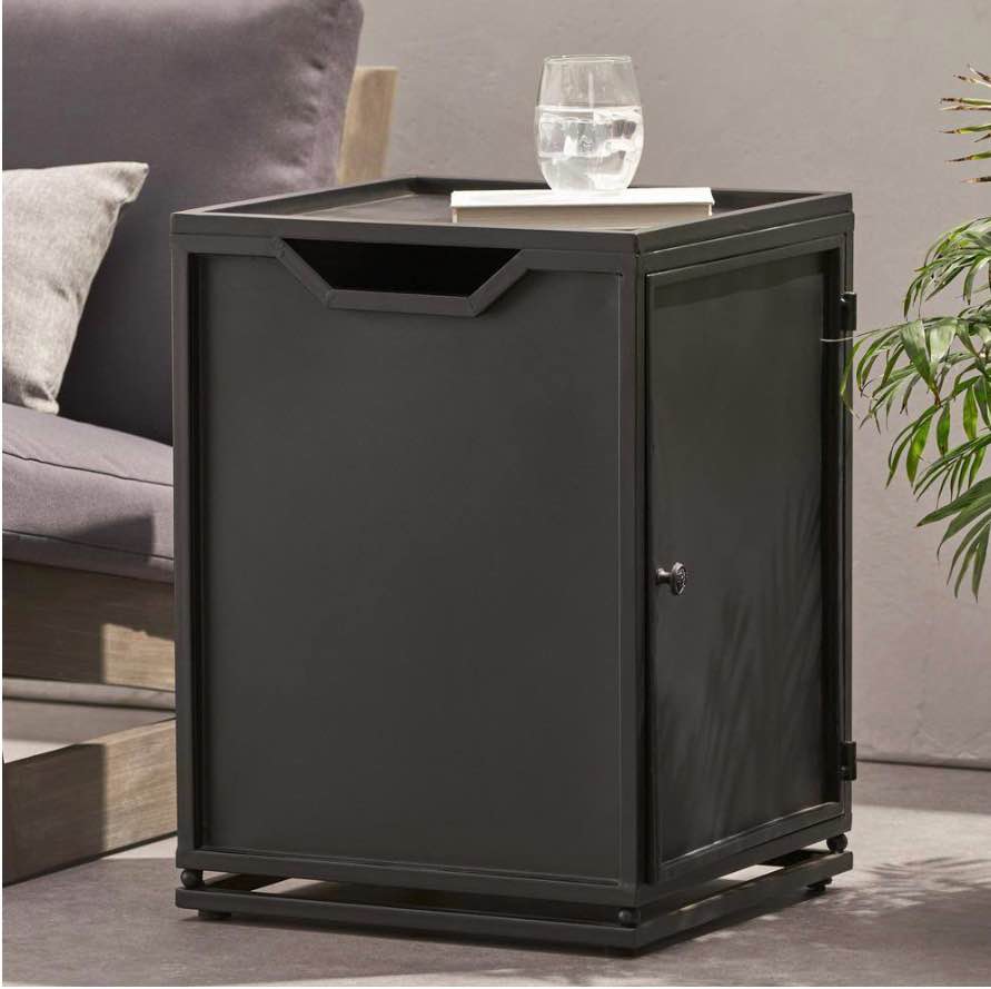 Black Metal Iron Outdoor Patio Tank Holder Side Table Fire Pit Cover N772P304787B