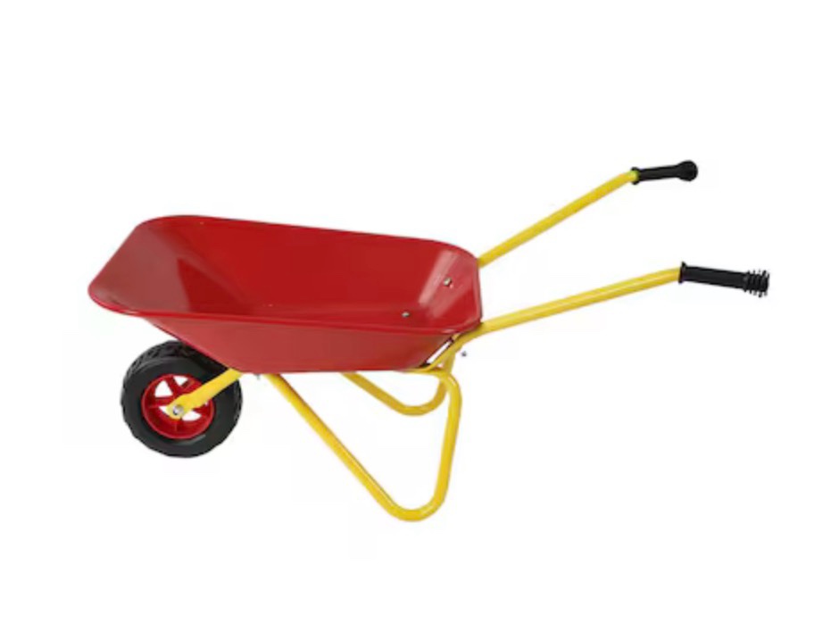 Red Children's Metal Trolley Metal Structure One-Wheeled Trolley Steel Pallet for Gardens