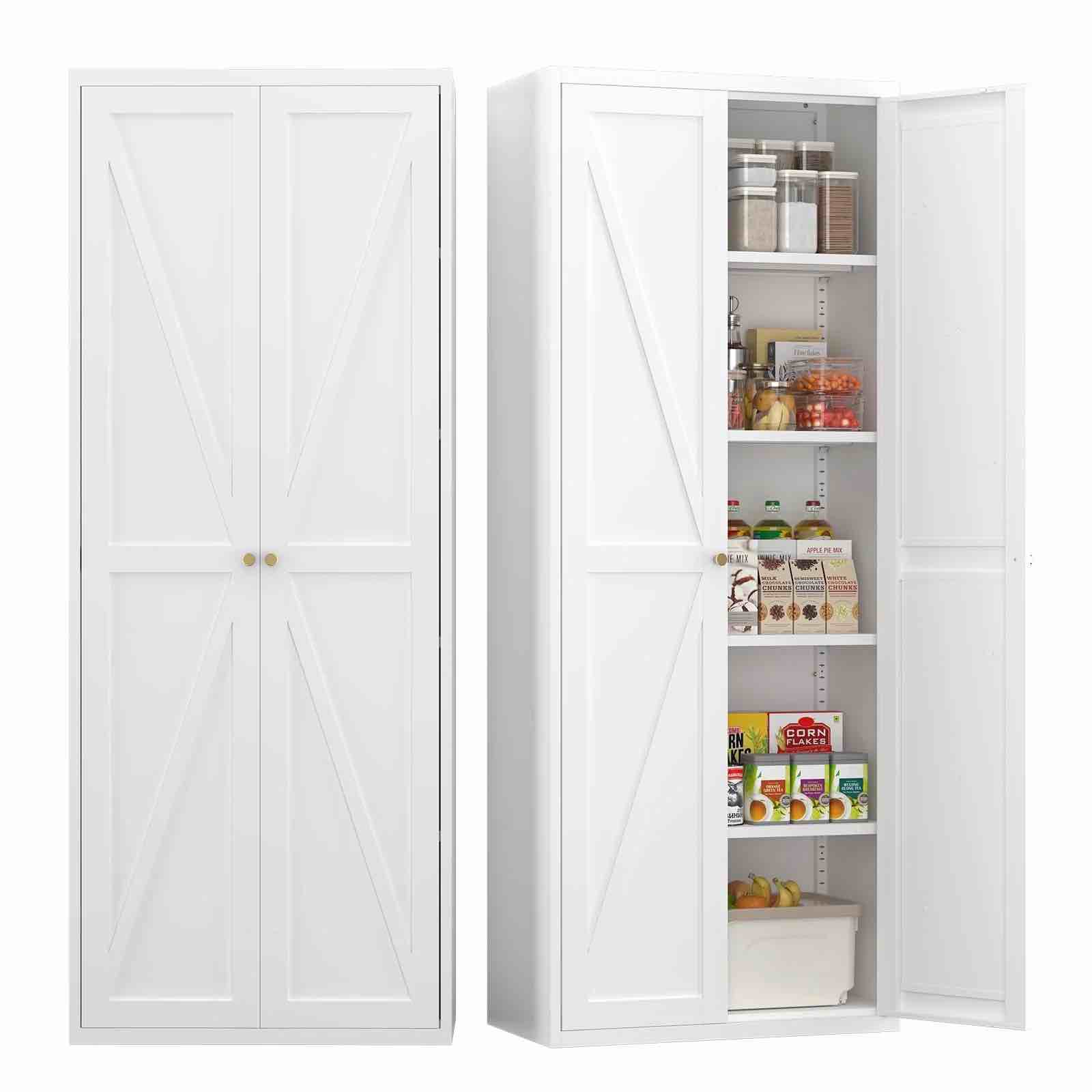 Marcree Kitchen Pantry Storage Cabinet,71" Tall Storage Cabinet with Doors,White Kitchen Cupboard with Adjustable Shelves,Food Pantry Cabinet for Kitchen,Dining Room