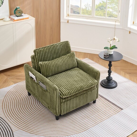 comfortable chair for Small apartment Bedroom space Balcony Small sofa bed Lazy Small sofa with a pillow, Green W1658P290461