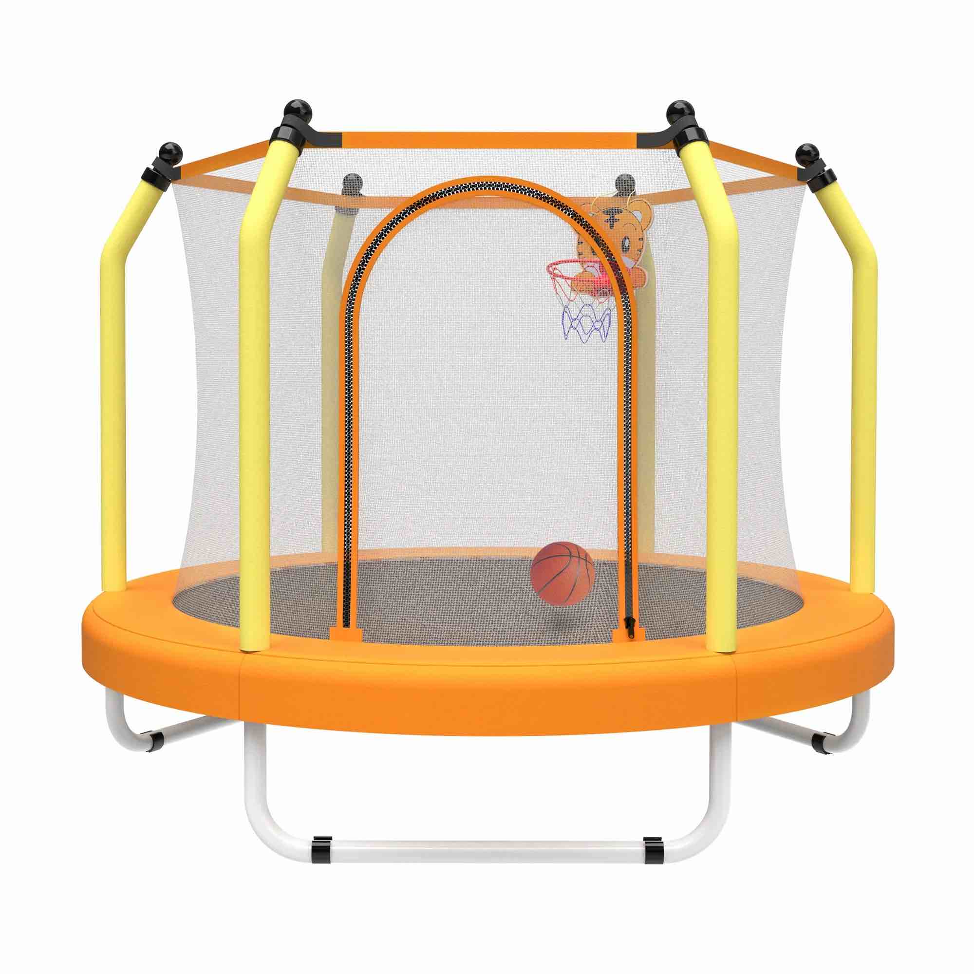 55-inch Trampoline Indoor Outdoor Small Toddler Trampoline with Basketball Hoop W1163P264320