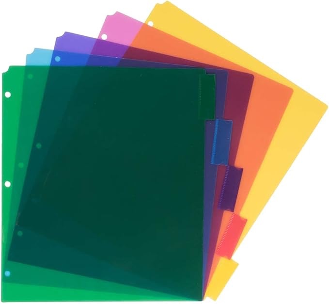 Assorted Staples Plastic Index 5-Tab Dividers