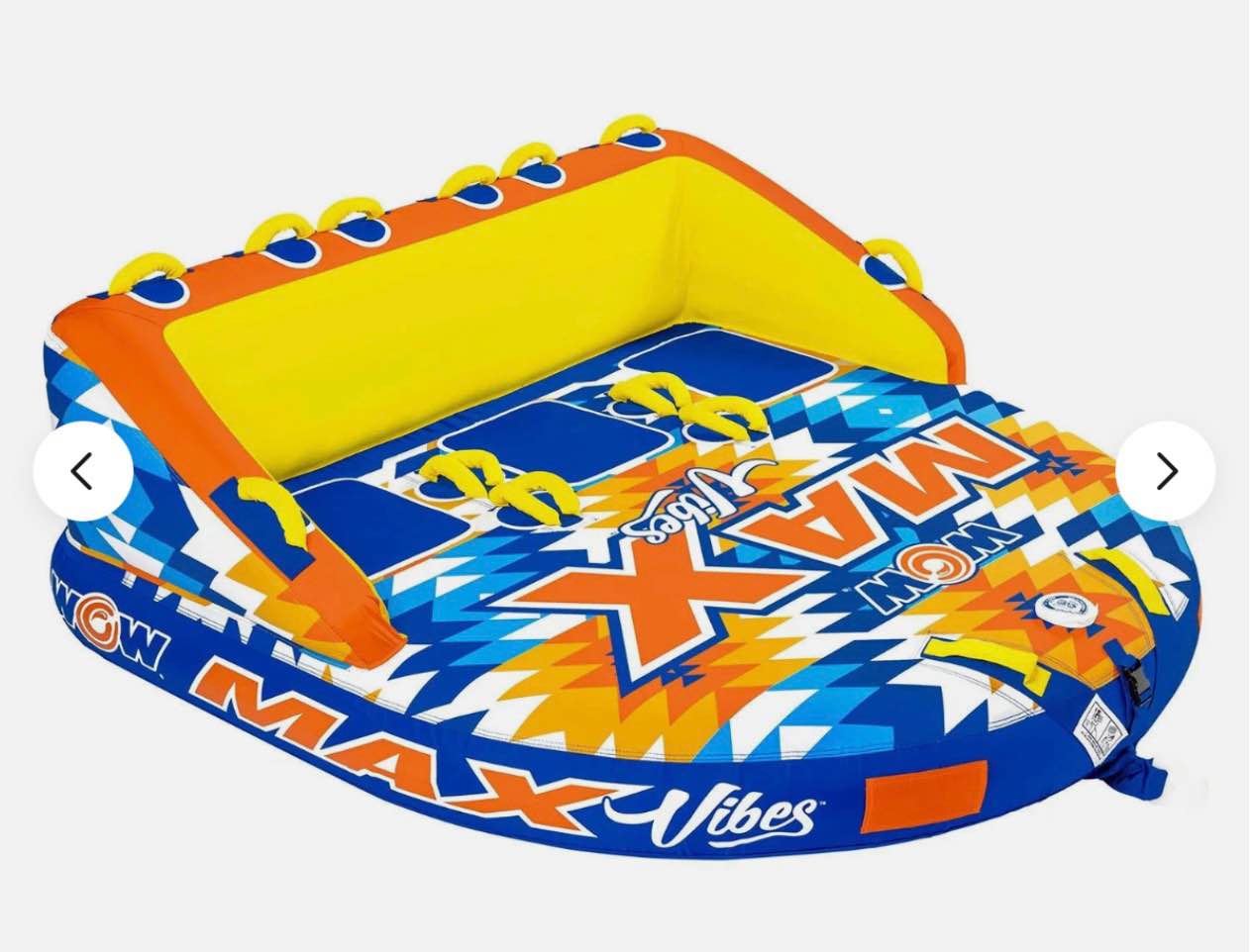 WOW Sports Max Vibes Towable 1-3 Person Tube Float for Boating with 3K Rope