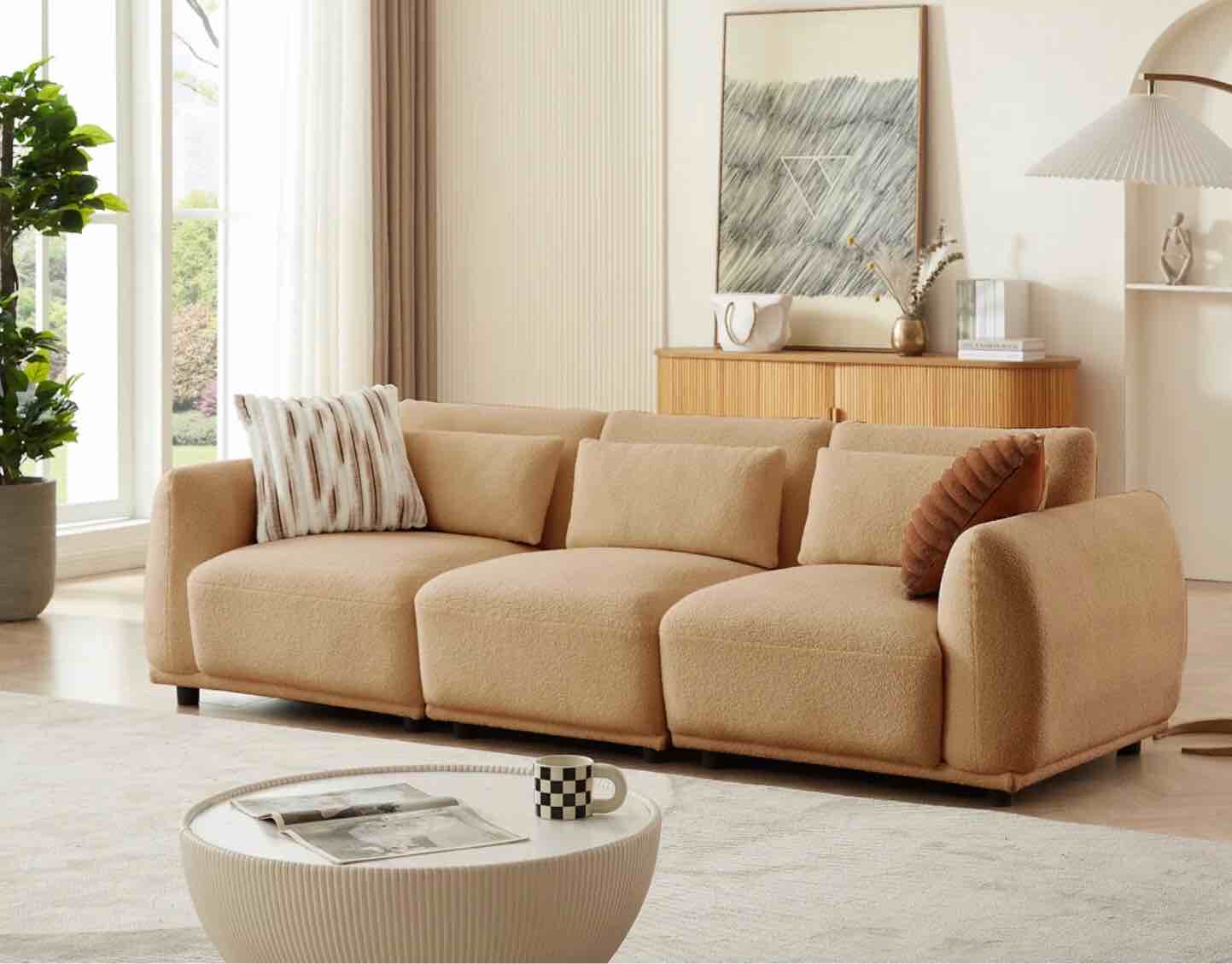 3 - Piece Upholstered Sectional, Camel MQ-8001-FCML-R