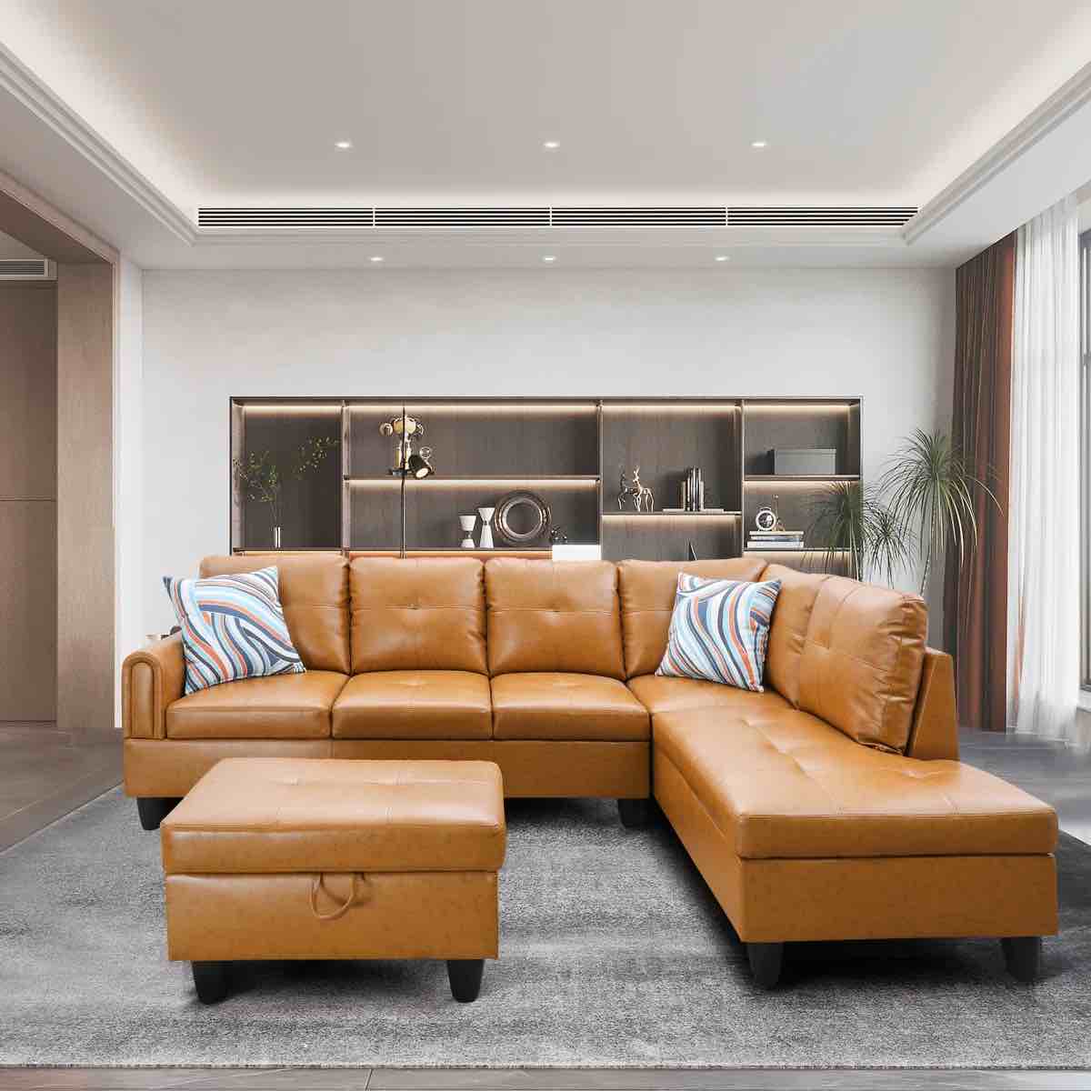 SEE DESCRIPTION Renaya 3 - Piece Faux Leather Sectional By Ebern Designs