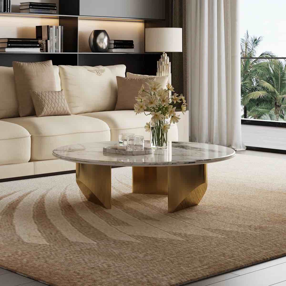 SEE DESCRIPTION 39" Round Modern Coffee Table with Stone Top & Rust-Resistant Metal Legs - Minimalist Luxury Design for Small Spaces, Living Room, Apartment - Easy Assembly By Everly Quinn