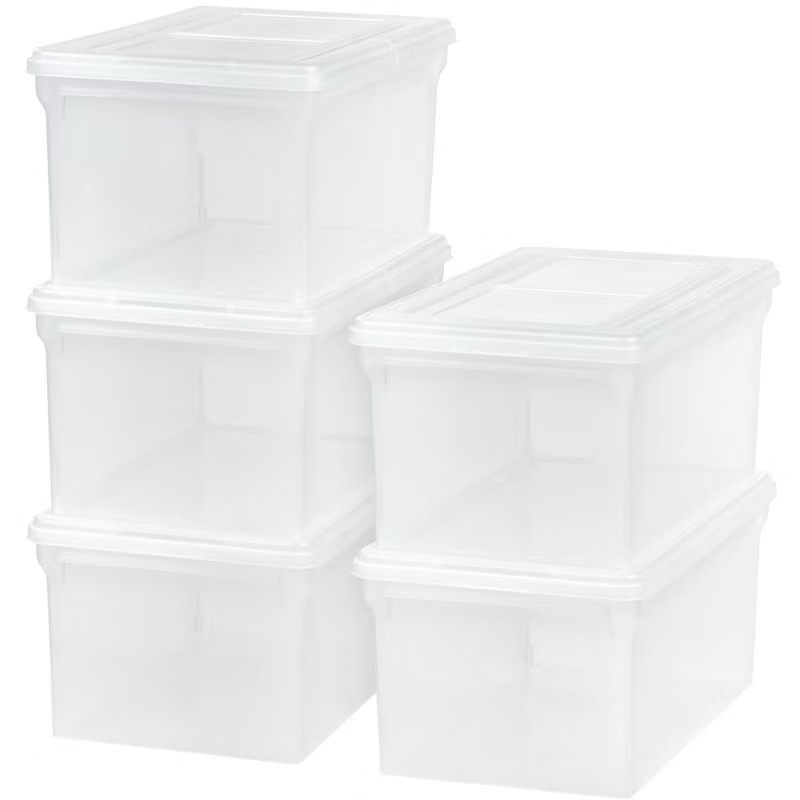 IRIS USA Letter Legal Size Plastic File Box, Home Organizing Storage Container FB-21E/FB-21EE