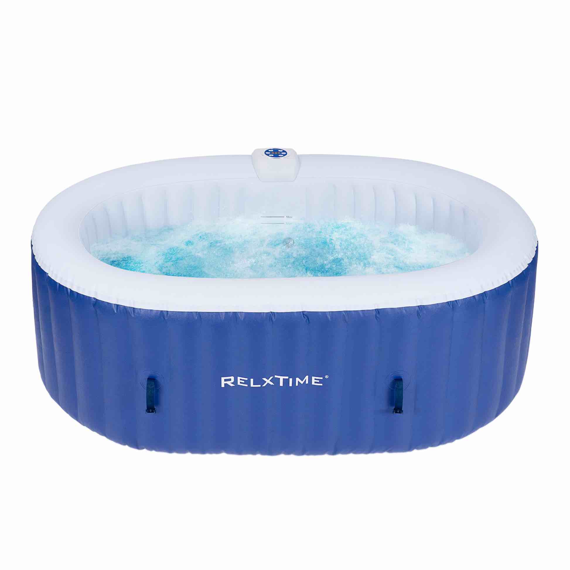 RELXTIME 2 PERSON OVAL INFLATABLE HOT TUB 100 MASSAGING AIR JETS BLUE LAMINATED VOGUE SPA - LS005
