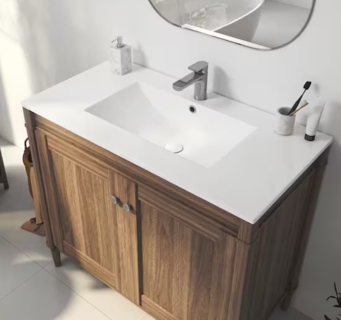 ERIDANUS 36 in. W x 18 in. D x 7 in. H Vitreous China Vanity Top in White with Faucet Hole (Sink Only)