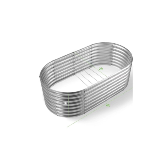  Tall Galvanized Raised Garden Bed Kit, Galvanized Planter Garden Boxes Outdoor, Oval Large Metal Raised Garden Bed for Vegetables (Classic Silver, 8×4×1.5ft)  Similar To The Stock 
