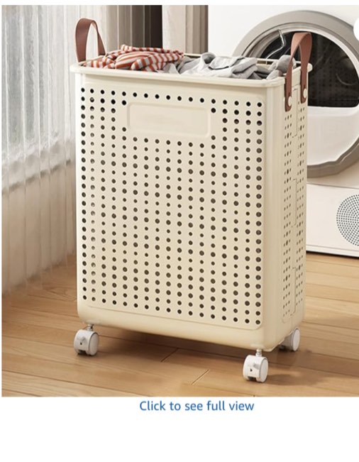 Laundry Basket with Wheels, Foldable Laundry Basket, Plastic Clothes Basket for Bedroom, Narrow Narrow Laundry Assorter with Handle, Blanket Storage for Laundry Room(/YELLOW  Small ) 