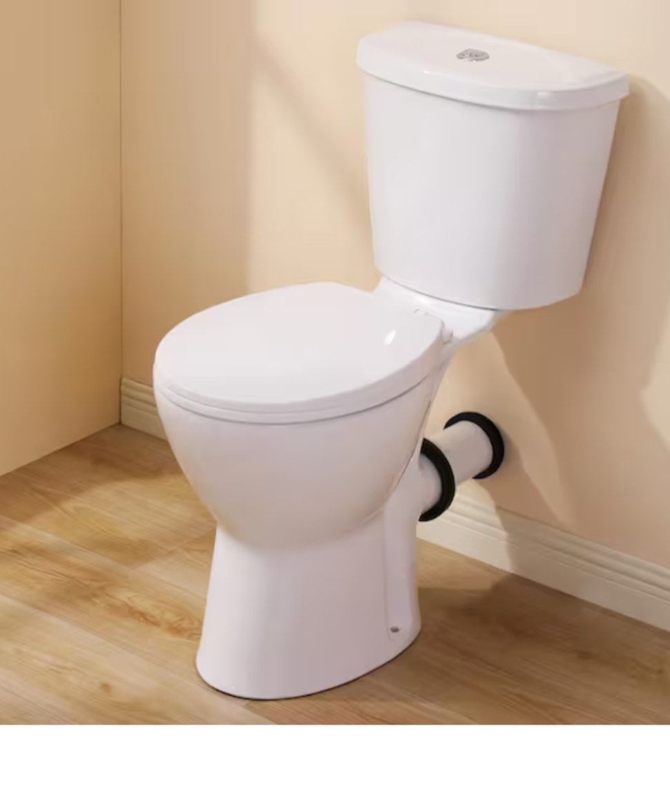 Rear Outlet 2 Piece 1/1.6 GPF Dual Flush Round Toilet in White Soft Closing Seat Included, 19 in Tall Toilet Questions