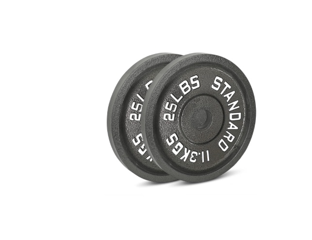 cast iron olympic weight plates – free weights with 2-inch hole & anti-rust hammertone finish - ideal for strength training, crossfit equipment & home gym set – sold in pairs - 25.lb 