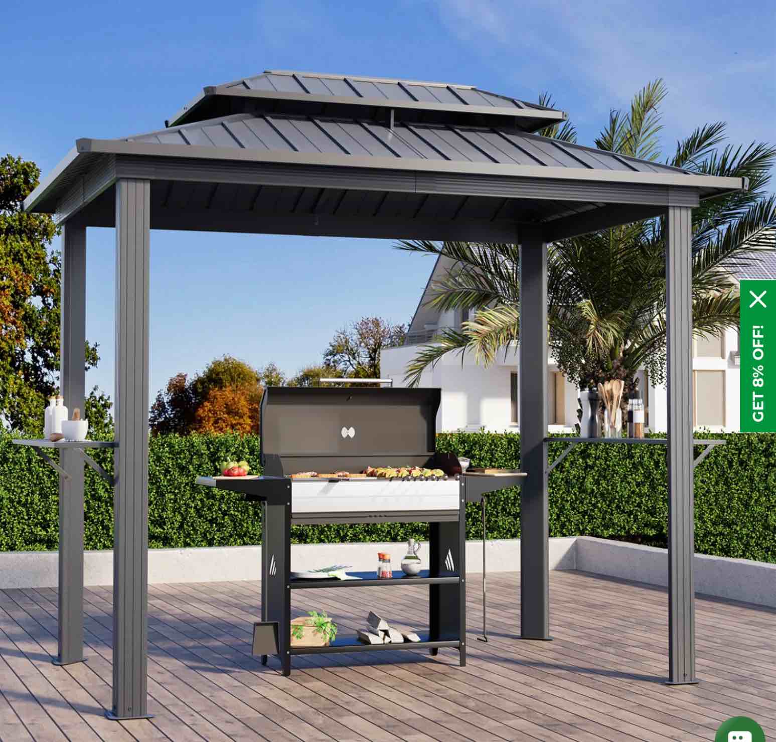 EROMMY 8x6 Small Grill Gazebo With A Steel Double Roof Similar To The Stock 