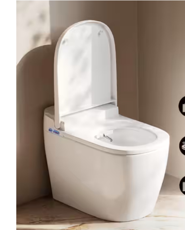 Avancer Elongated 1-Piece Smart Toilet Single Flush 1.28GPF in White with Bidet, Air Drying, Night Light, Foot Sensor Similar To The Stock 