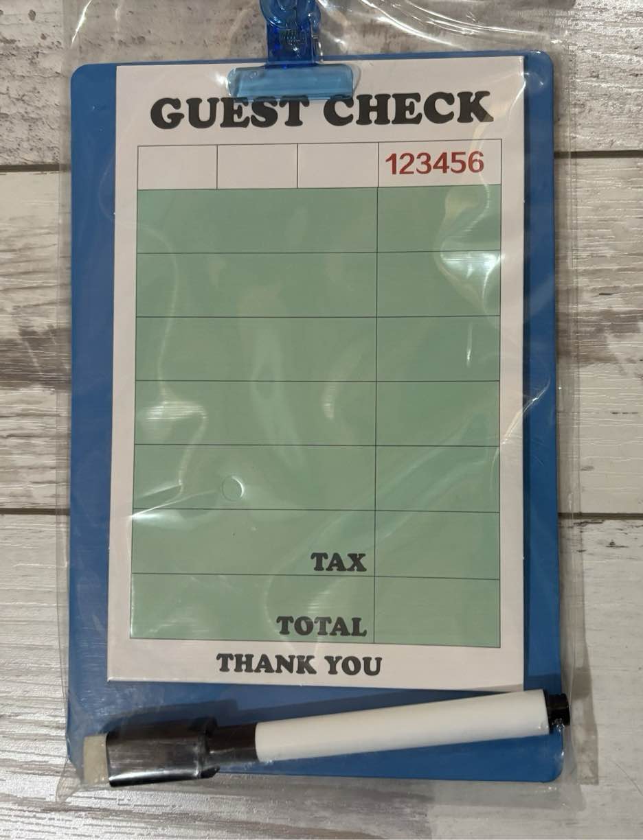Guest Check Play Set Toy Pretend Dry Erase Ankyo 40 pack 