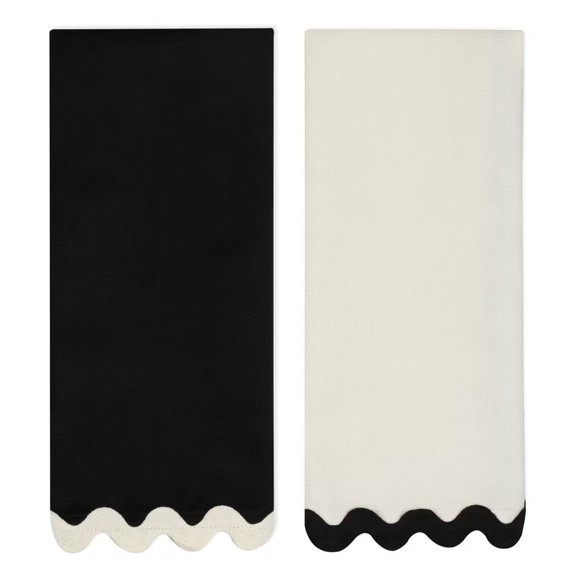 Assorted Things For Home 2pk Solid Black and Delightful Cream Dish Towels - Bullseye's Playground