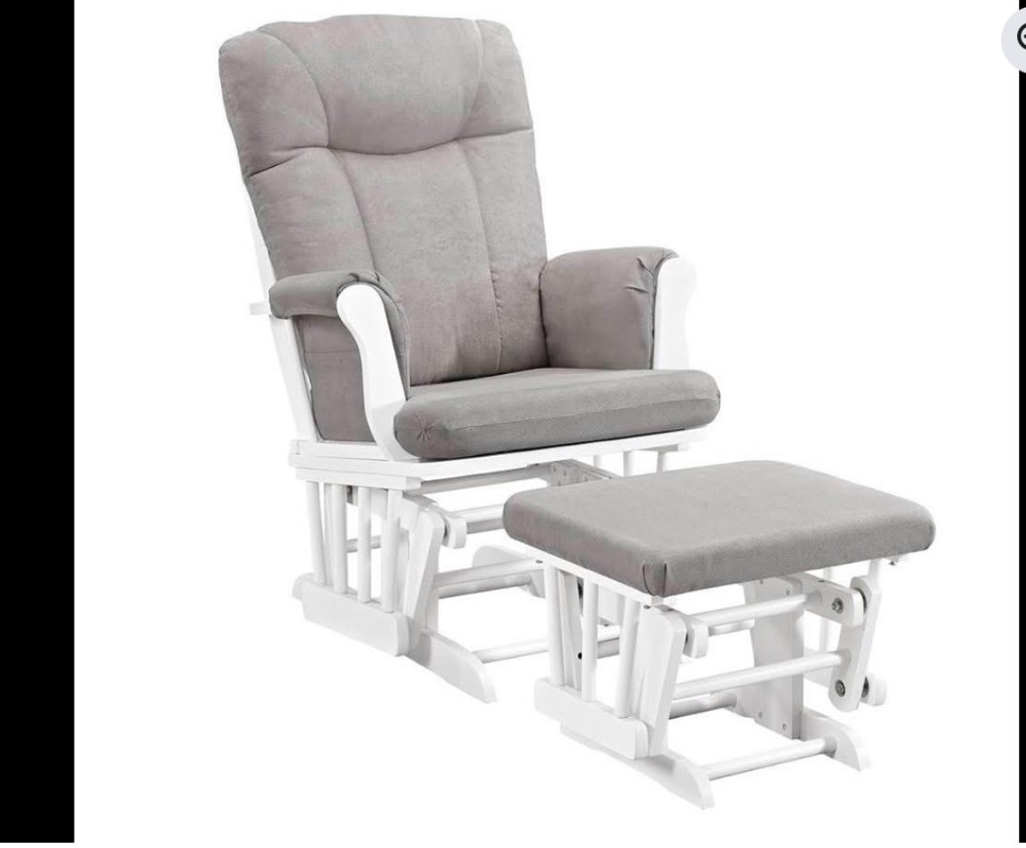 Custom Glider and Ottoman with Free Lumbar Pillow, White/Beige  Similar To The Stock color Beige 