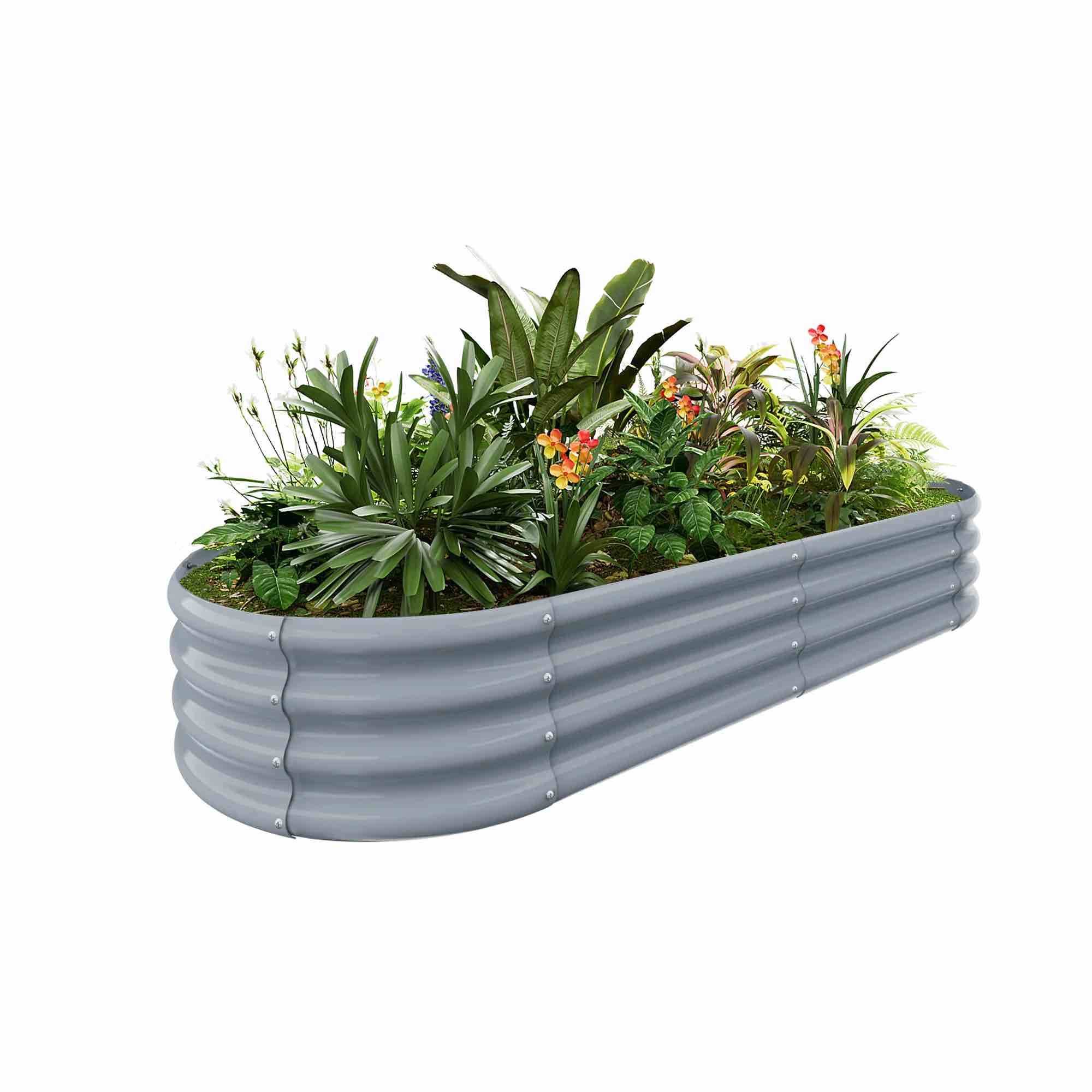 Garden Bed Outdoor  Planters for Vegetables Flowers Raised Planter Galvanized Steel Garden Planter Box , 6X3X1FT  Grey 