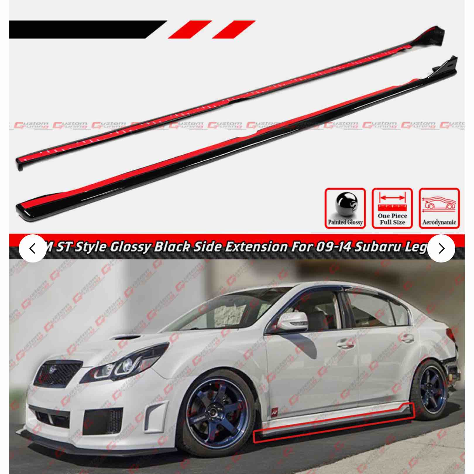 For 10-14 Subaru Legacy 5th Gen BM JDM ST Style Gloss Black Side Skirt Extension Similar To The Stock 