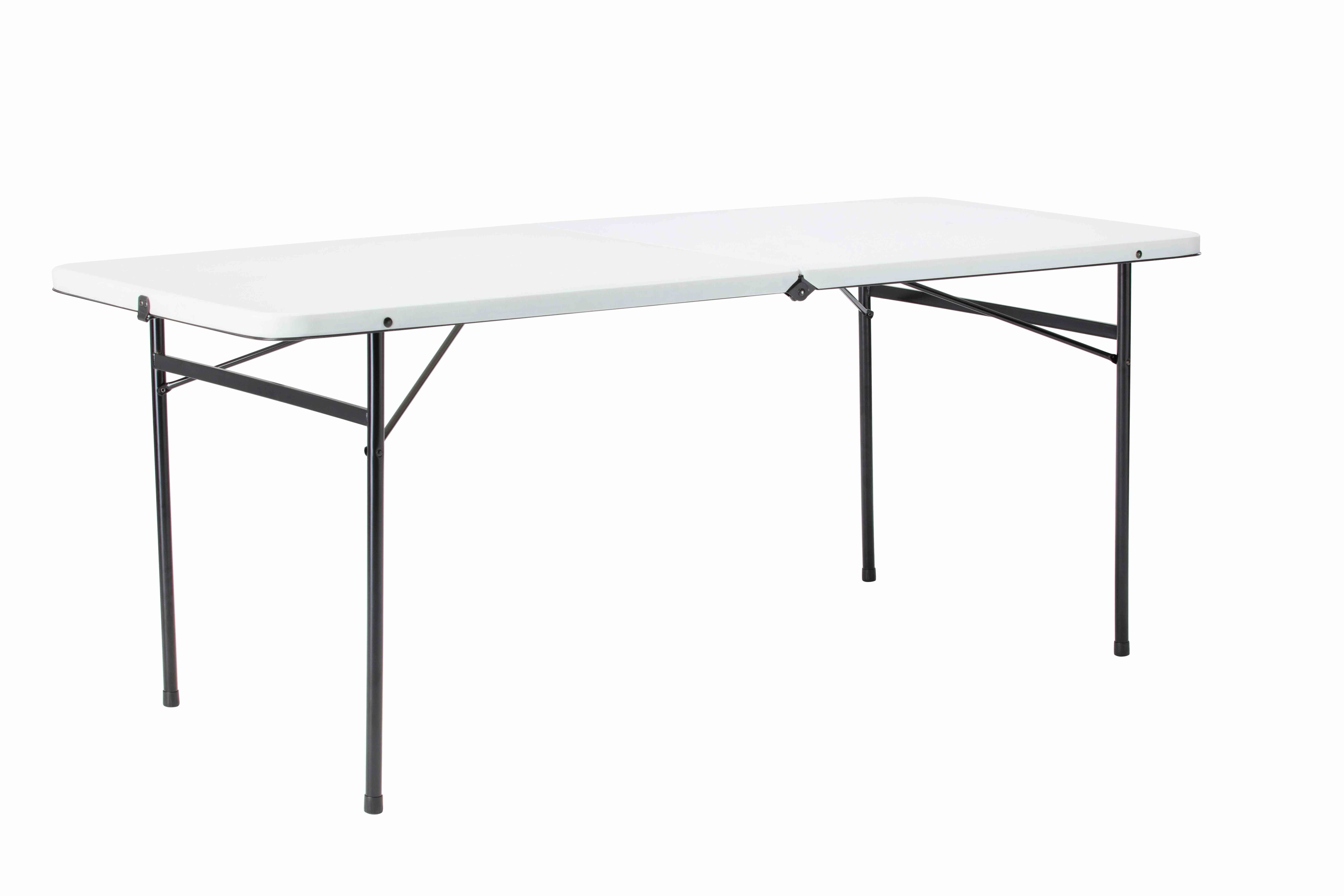Mainstays 6 Foot Bi-Fold Plastic Folding Table, White L-Z02-6FT-White