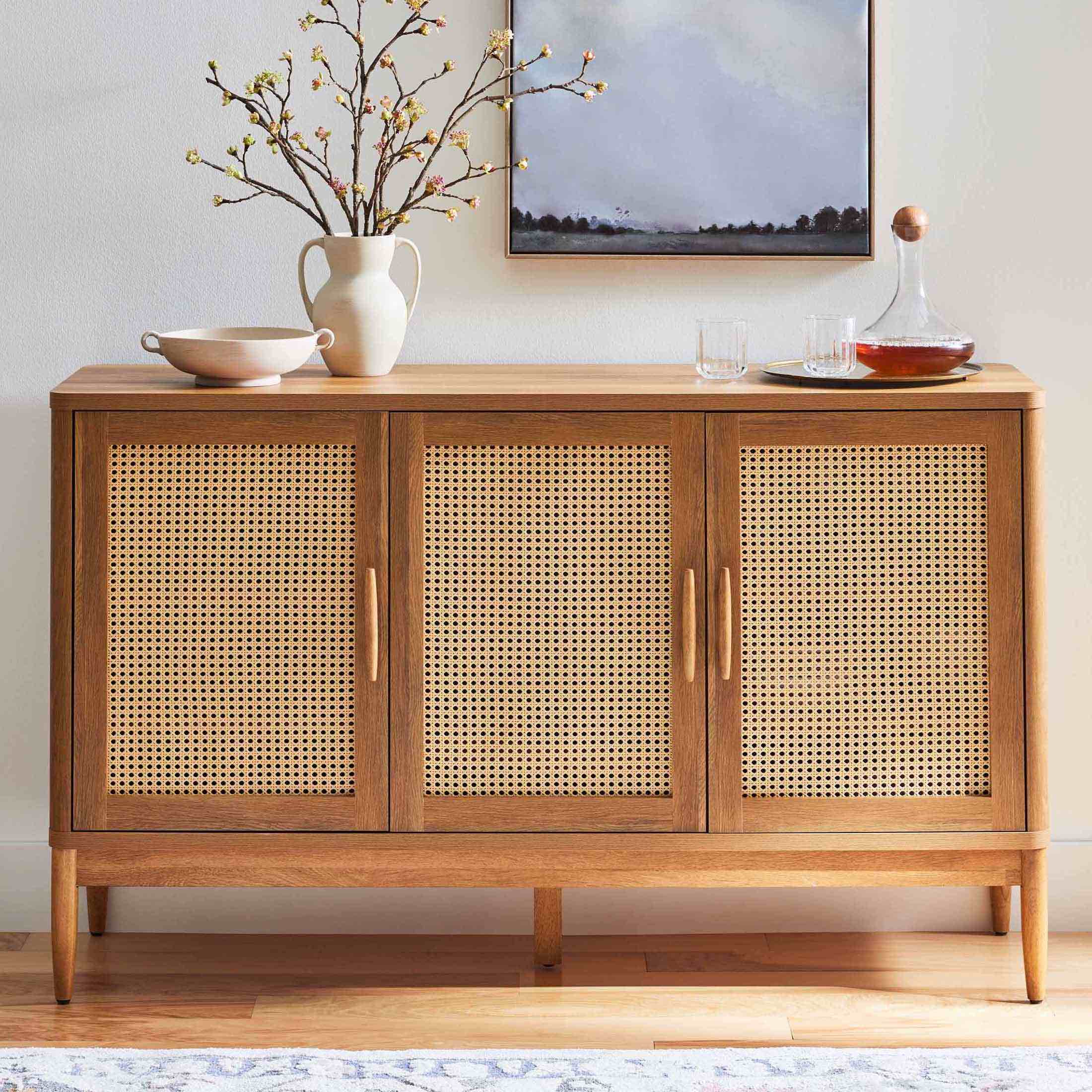 SsSEE DESCRIPTION Springwood Caning Sideboard, Light Honey Finish BHD36147160268