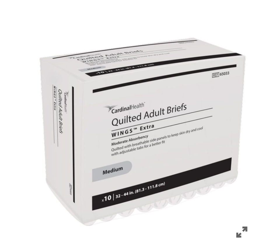 cardinal health quilted adult briefs medium, 10 per pack